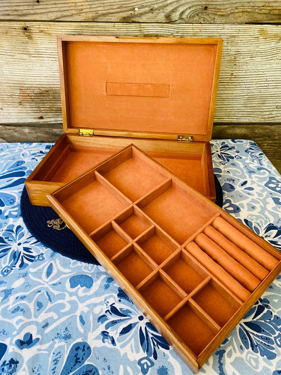Oak Inlayed Wooden Jewelry Box w/ Tray - image 6