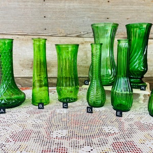 Vintage Green Glass Vases image 1