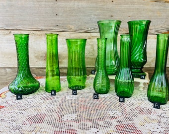 Vintage Green Glass Vases