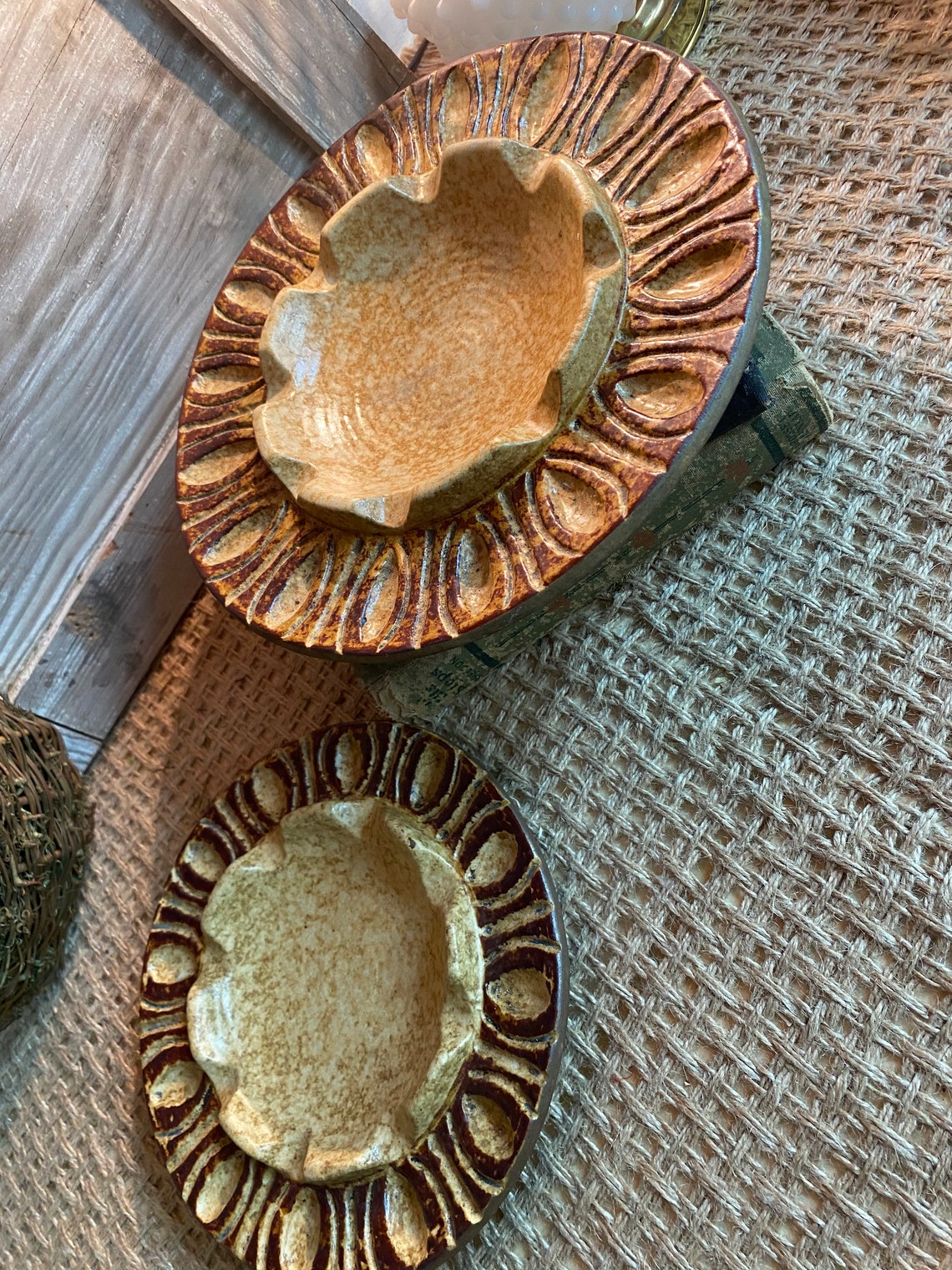 2 Pottery Ashtrays made by Pottery Treasure Craft Etsy
