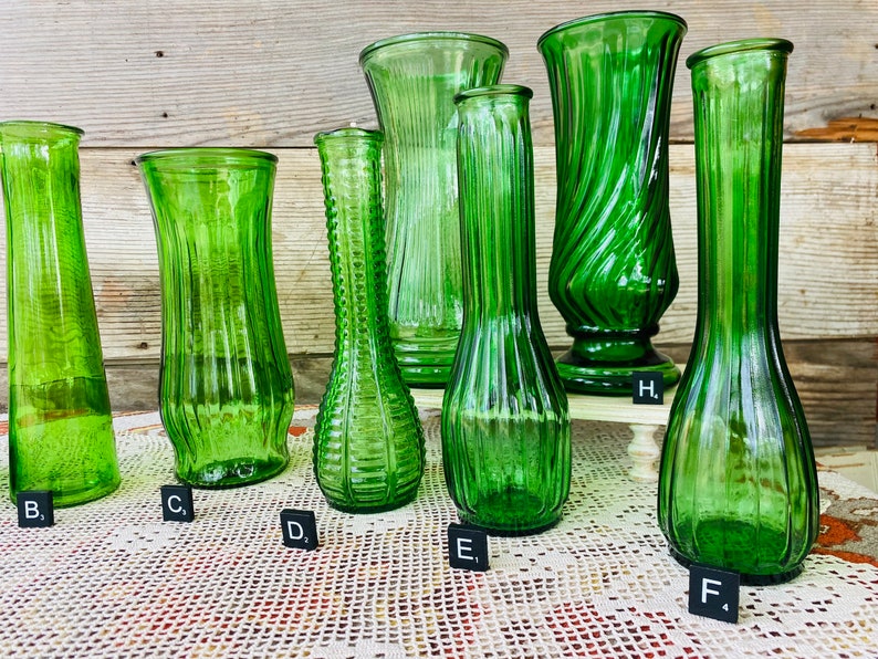 Vintage Green Glass Vases image 6