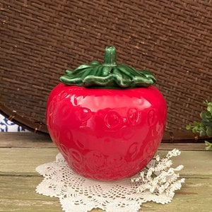 Vintage Strawberry Lidded Container/ Canister