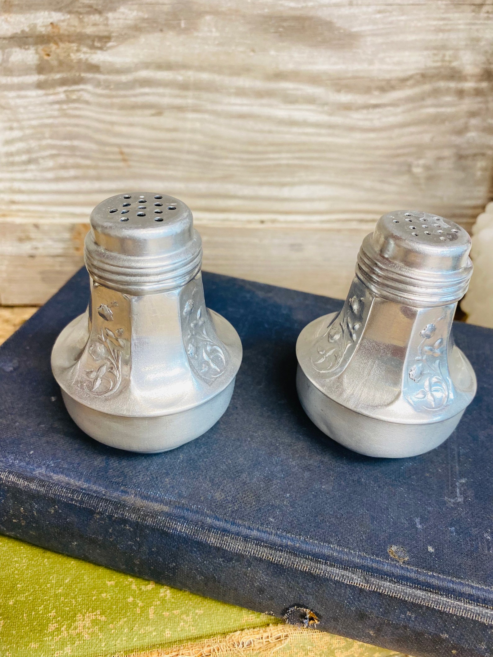 Vintage Pewter Salt and Pepper Shakers Etsy UK