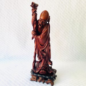 Antique Wooden Chinese God of Longevity Statue