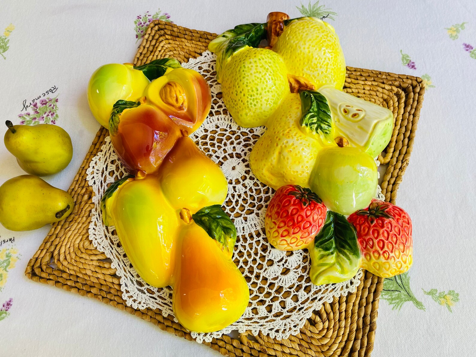 Vintage Ceramic Fruit Wall Decor / Kitchen Decor Etsy