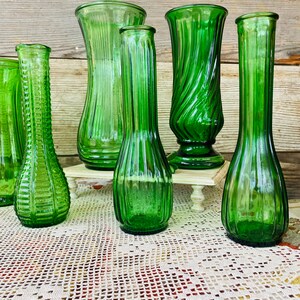 Vintage Green Glass Vases image 5