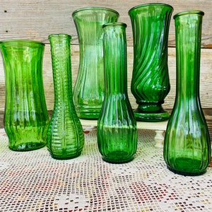 Vintage Green Glass Vases image 2