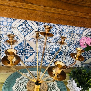 Vintage Mid-Century Modern Brass Candelabra Rare & Unique image 8