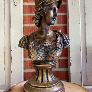 Vintage Roman Minerva Bust: Goddess of War Statue (14&quot; Tall)
