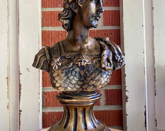 Vintage Roman Minerva Bust: Goddess of War Statue (14" Tall)