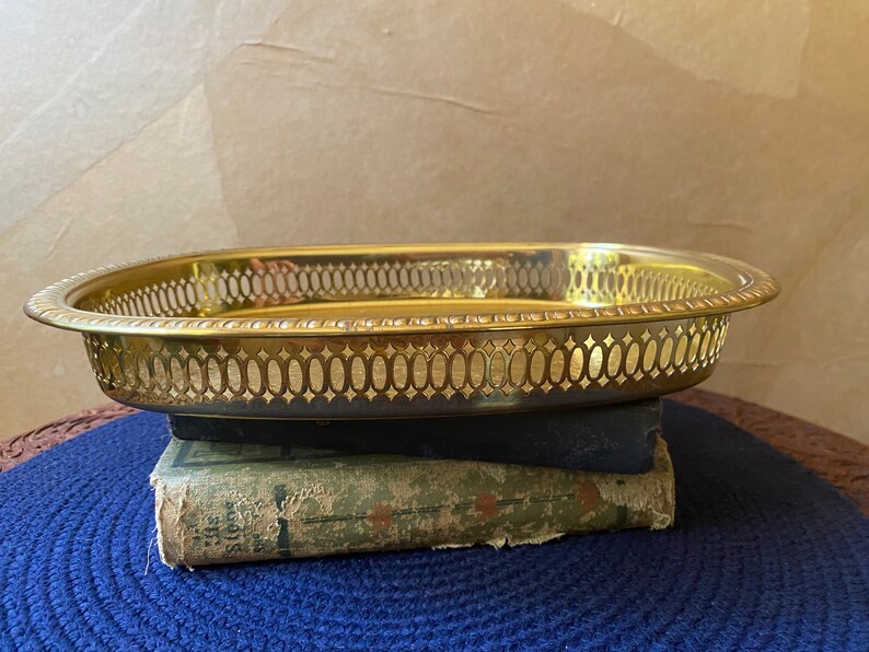 Vintage Etched Gold Metal Serving Tray / Vanitytray With Etsy