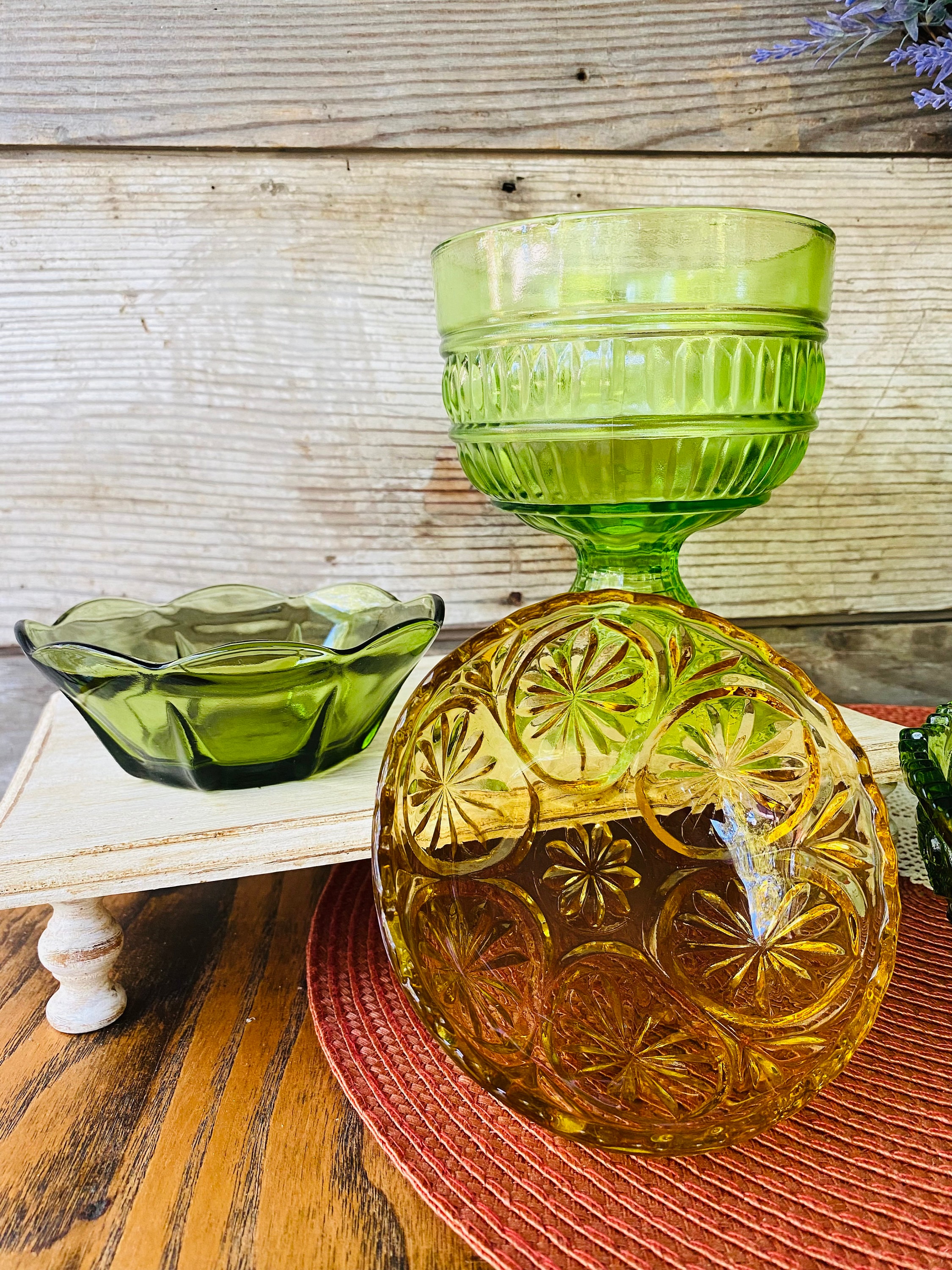 Vintage Depression Glass Collection / 5 Piece Vase Set - Etsy