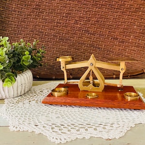 Antique Brass & Wood Postal Scales
