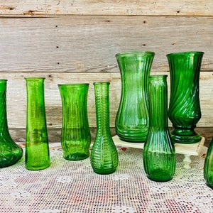 Vintage Green Glass Vases image 8