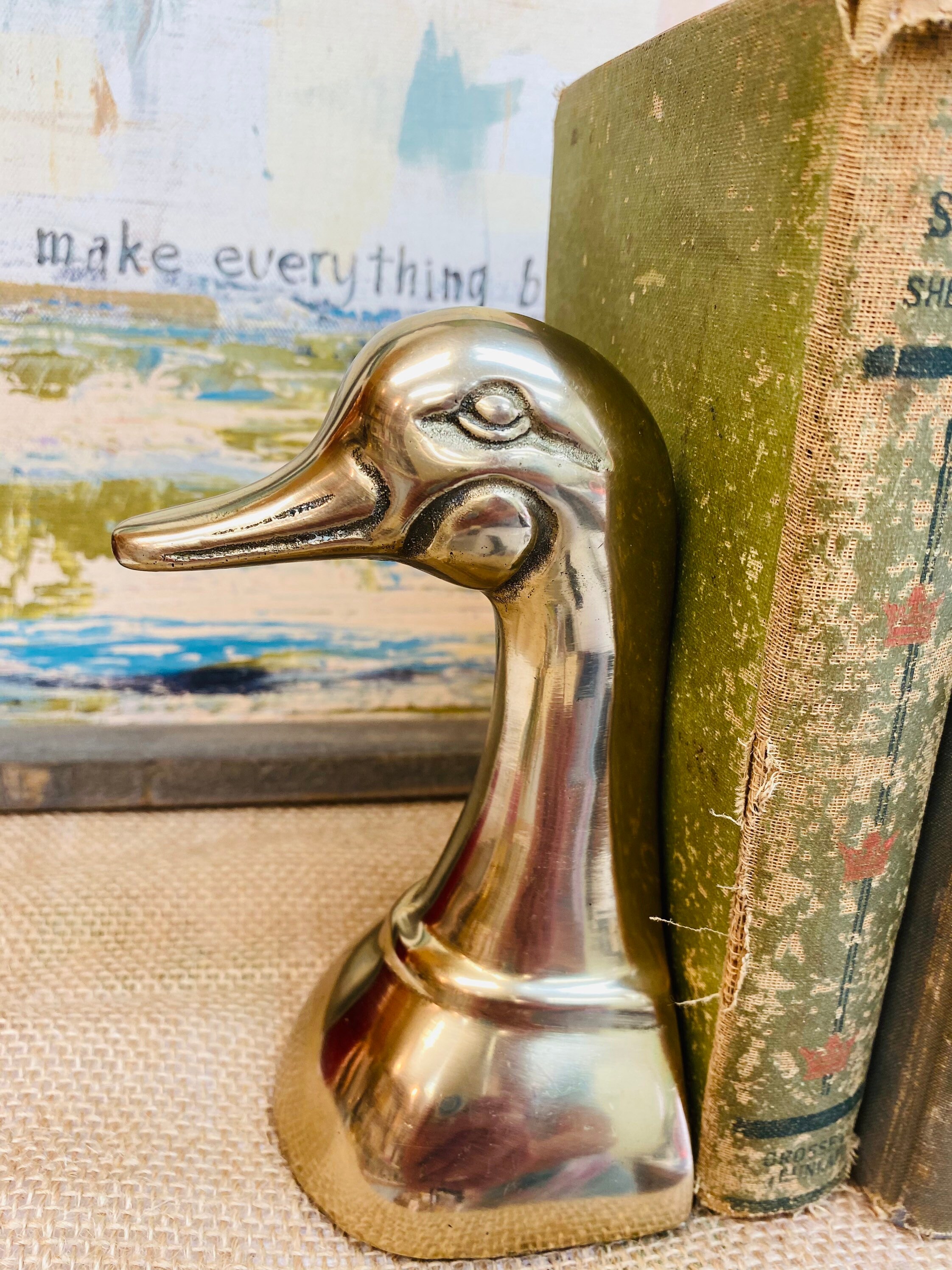 Brass Mallard Duck Bookends / Vintage Bookends/ Mid Century Etsy
