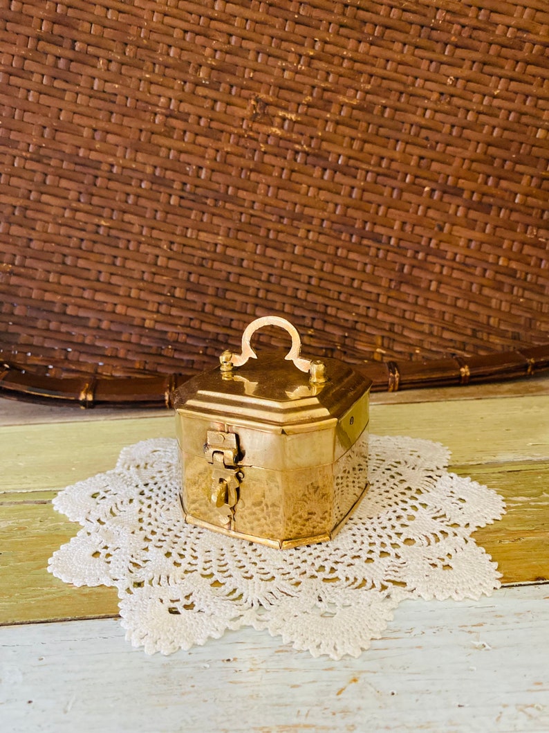 Vintage Brass Cricket Box Octagon Etsy