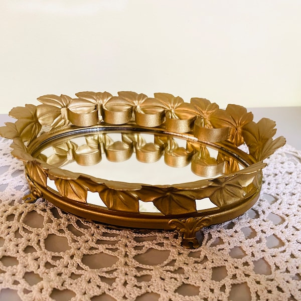 Vintage Lipstick Vanity Mirrored Tray