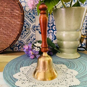 Vintage Brass Bell with Wooden Handle