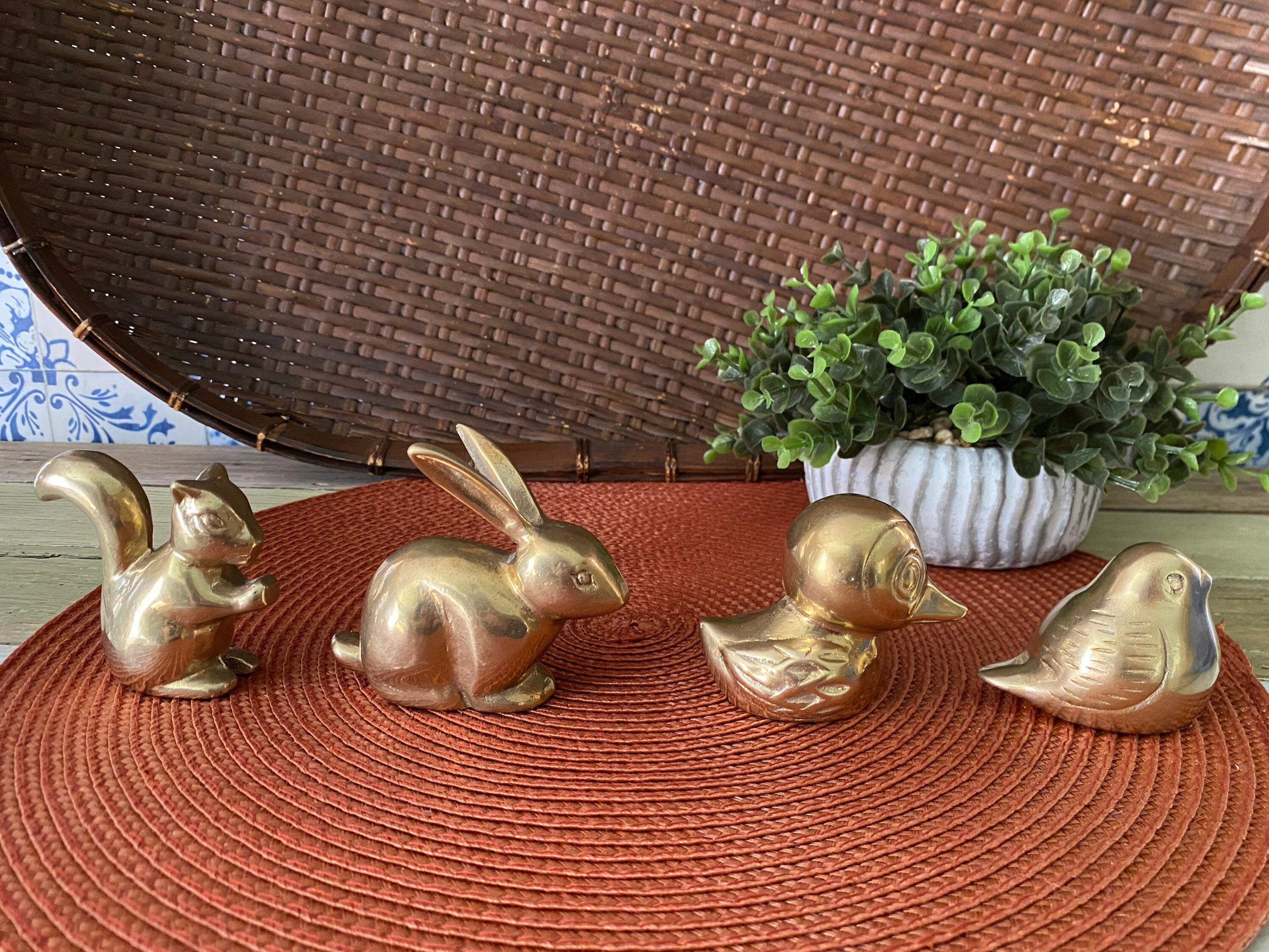 Set of 4 Antique Brass Figurines / Paperweights Etsy