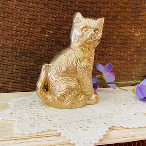 Vintage Solid Brass Cat