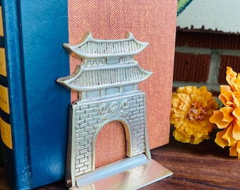 Pair of Brass Pagoda Folding Bookends - Vintage