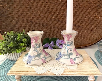 Pair of Vintage Porcelain Toyo Candlestick Holders