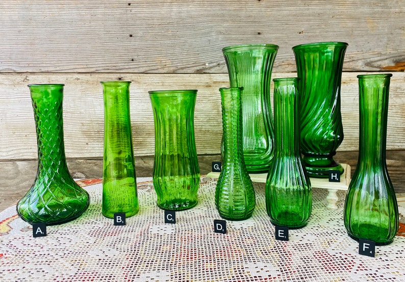 Vintage Green Glass Vases image 9