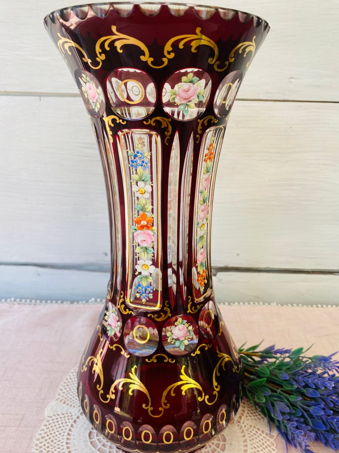 RARE Antique Bohemian Vase With Moser Decor Xixth Century Etsy