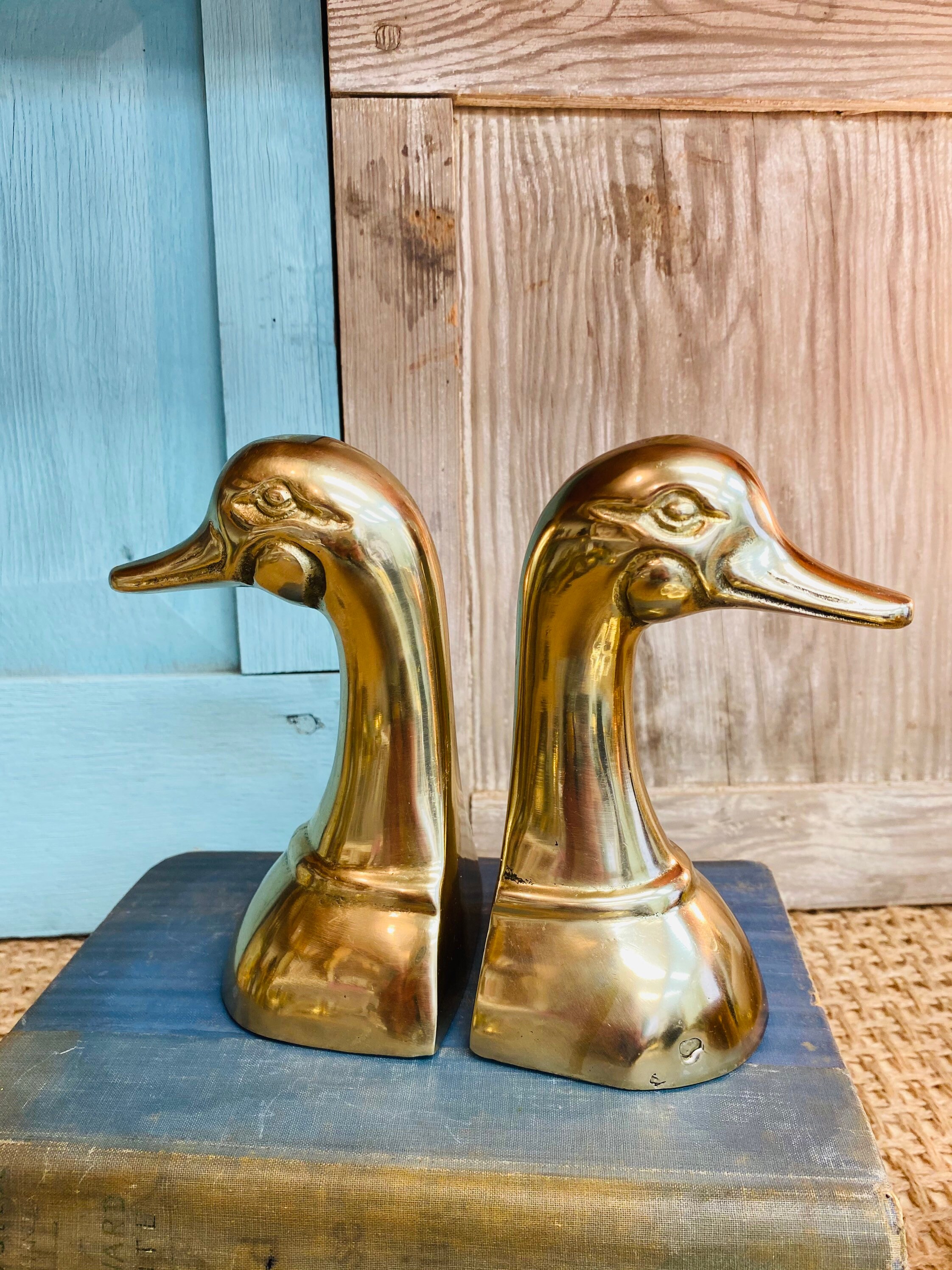 Brass Mallard Duck Bookends / Vintage Bookends/ Mid Century Etsy