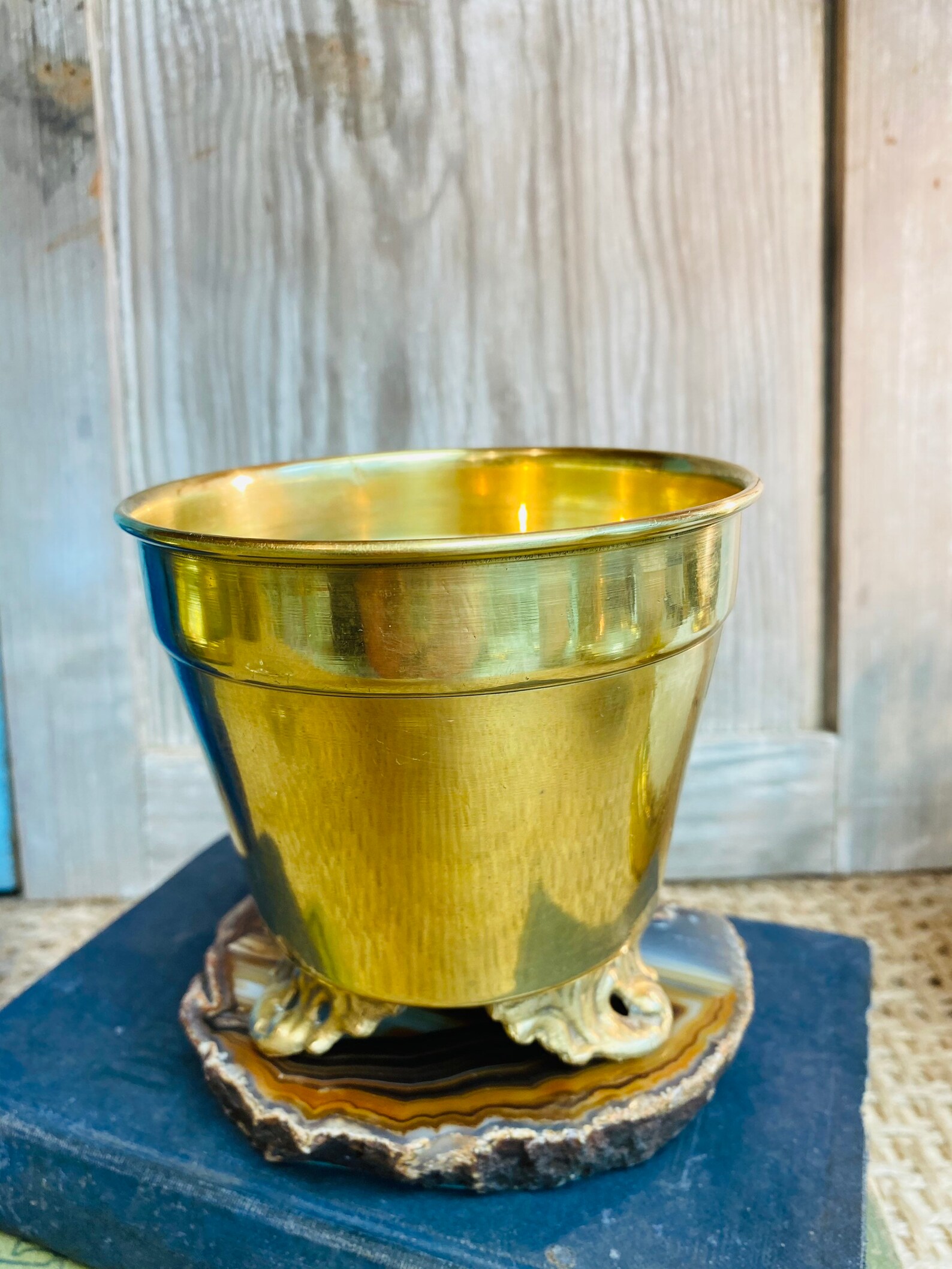 Vintage Brass Planter Brass Footed Plant Pot Plant Cache Etsy