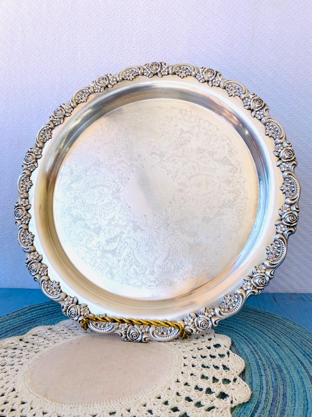 Oneida USA Etched Silver Plated Serving Tray - Etsy