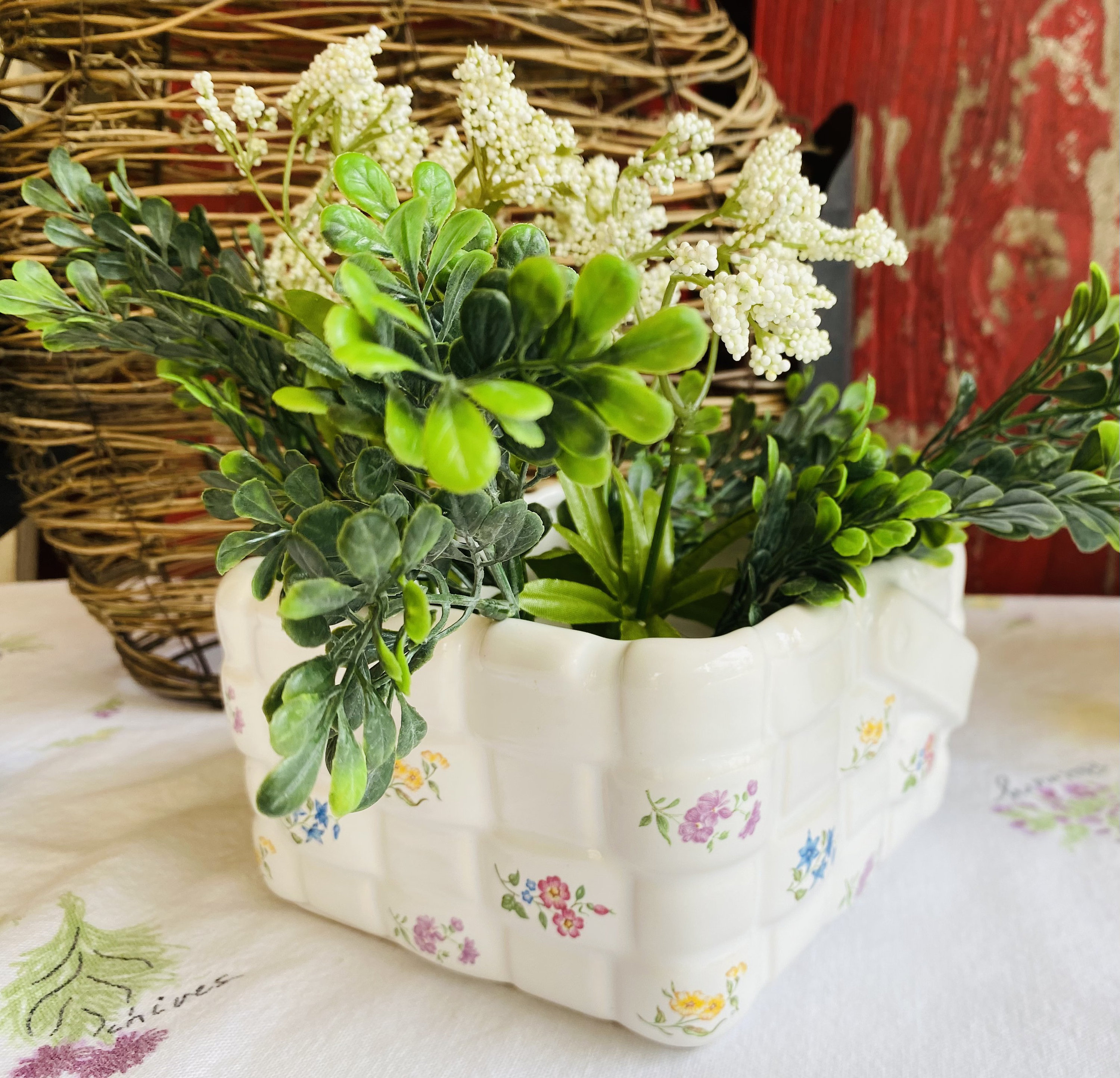 Vintage Planter/ Teleflora Basket Design Planter/ Basket Etsy