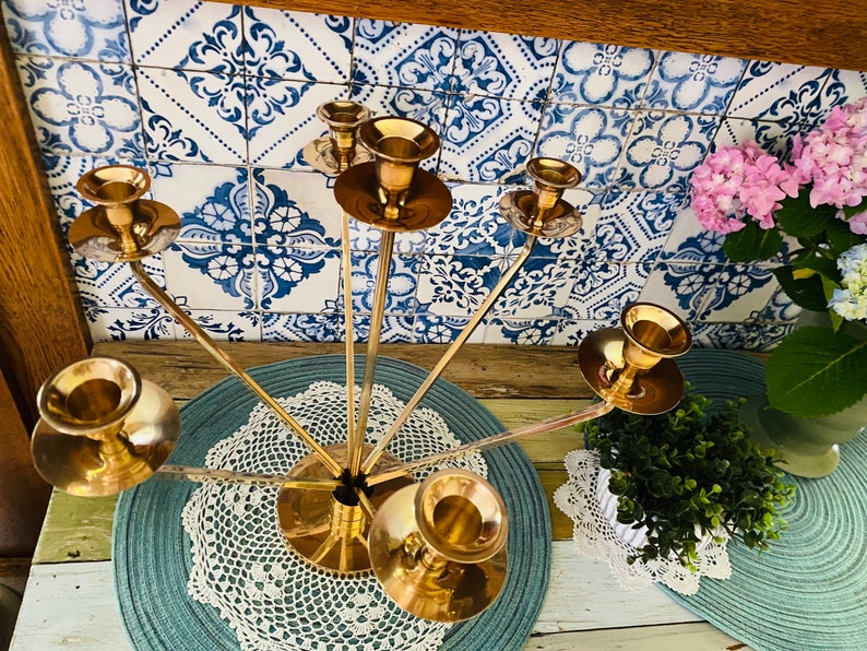 Vintage Mid-Century Modern Brass Candelabra Rare & Unique image 5