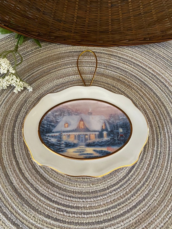 Thomas Kinkade Christmas Eve Cottage Holiday Ornament 2005 Etsy