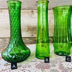 Vintage Green Glass Vases image 3