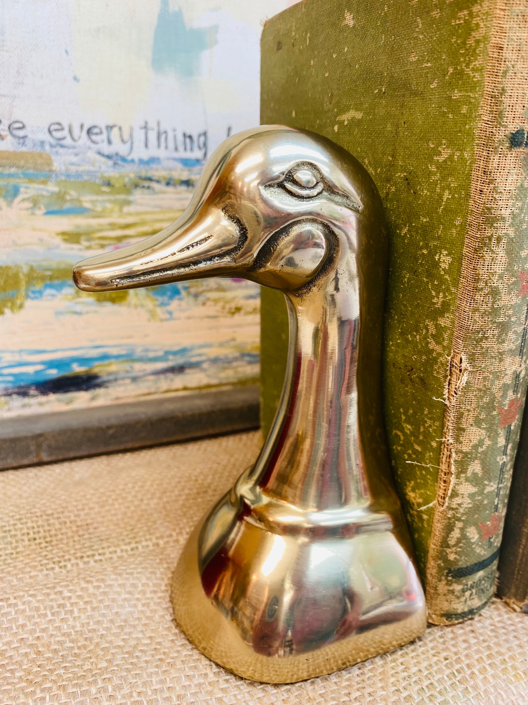 Brass Mallard Duck Bookends / Vintage Bookends/ Mid Century Etsy