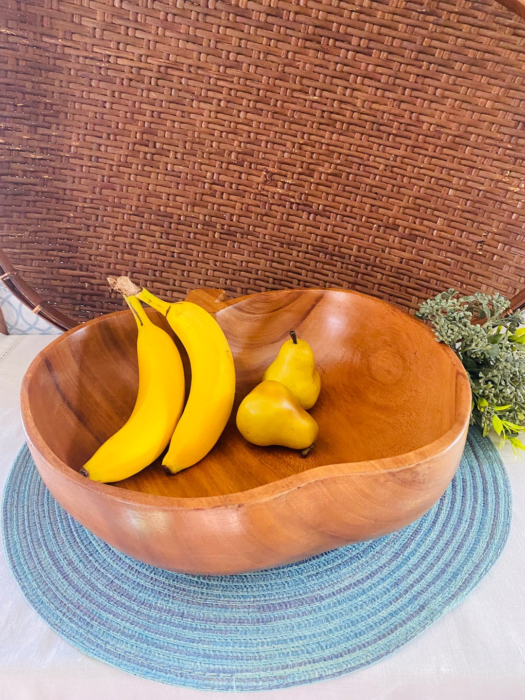 Large Wooden Apple Fruit Bowl - Etsy