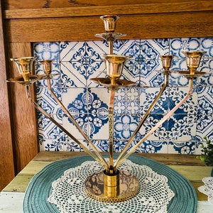 Vintage Mid-Century Modern Brass Candelabra Rare & Unique image 6