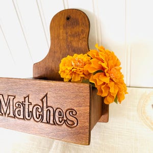 Vintage Wall Mount Wooden Match Holder
