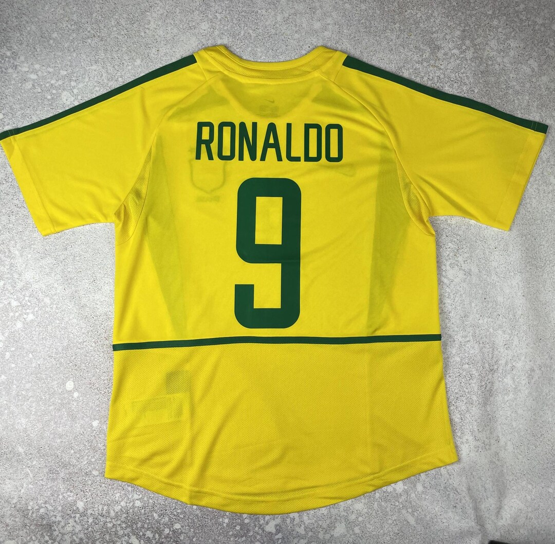 Retro R9 Brazil Ronaldo 9 Brazil Jersey 2002 Retro Football Shirt Trikot Home White ...