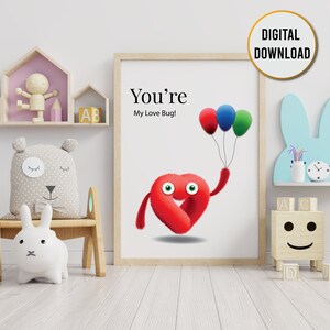 Nursery PRINTABLE (Heart Little Monster) Wall Art for Girls & Boys | Digital download for nursery decor, printable art, kids bedroom decor