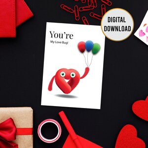 Druckbare Valentinstag-Karte (kleines Herz Monster) | Digitaler Download für Lehrer, Kinder, Klassenzimmer, Freunde, Kinder, Instant Download