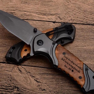 Engraved Pocket Knife: Personalized Groomsmen Gift, Stainless Steel & Wood