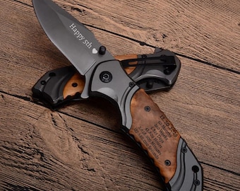 Regalo de aniversario de madera para él, regalo de aniversario de madera para él, cuchillo personalizado con 5 marcas de conteo, regalos de aniversario de madera para hombres