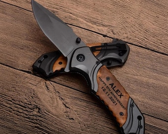 5th anniversary gift for him, Wooden anniversary gift for him, Personalized Knife, wooden anniversary gifts for man, engraved knife