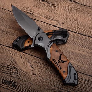 Air Force Rank Knife, Custom Air Force Gifts, USAF Personalized Pocket Knives, US Air Force Promotion Gift, USAF Military Retirement Gift
