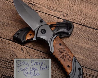 Coltello inciso per uomo / Coltellino tascabile con scritta a mano / Coltellino tascabile personalizzato per marito / Regalo con scritta a mano per lui / Regalo per marito