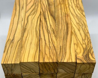 10 Olive Wood Pen Blanks from Holy Land - Exceptional Dark Grains for Wood turning Projects, Pens & Gifts