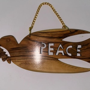 Door Hanging - Olive Wood Door &#39;Peace&#39; Wall Plaque Design from Holyland - Home, Wall & Door Decor (6 INCH)