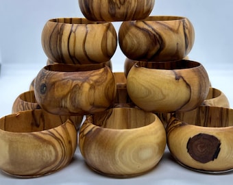 Napkin Rings - Olive Wood Rings from Holyand - Unique Napkin Rings for Christmas Decor / Occassions & Weddings - Highly Figured